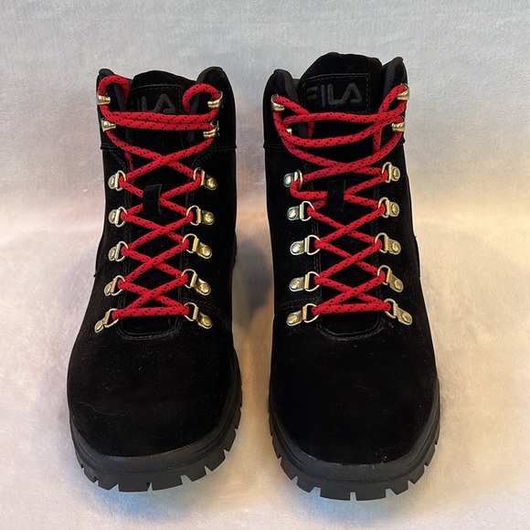 Fila Black Diviner FS Red Laced Hiking Boots 10.5 or 12 - Picture 5 of 7